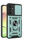 Mey İthalat®  Samsung Galaxy M15 Kılıf Pars Lens Yüzüklü Silikon - Yeşil