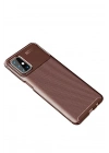 Mey İthalat®  Samsung Galaxy M31S Kılıf Auto Focus Karbon Kapak - Kahverengi