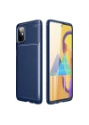 Mey İthalat®  Samsung Galaxy M51 Kılıf Auto Focus Karbon Kapak - Lacivert