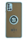Mey İthalat®  Samsung Galaxy M51 Kılıf Montreal Yüzüklü Silikon Kapak - Buz Mavi