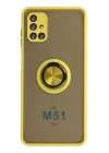 Mey İthalat®  Samsung Galaxy M51 Kılıf Montreal Yüzüklü Silikon Kapak - Sarı