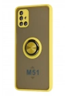 Mey İthalat®  Samsung Galaxy M51 Kılıf Montreal Yüzüklü Silikon Kapak - Sarı
