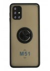 Mey İthalat®  Samsung Galaxy M51 Kılıf Montreal Yüzüklü Silikon Kapak - Siyah