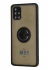 Mey İthalat®  Samsung Galaxy M51 Kılıf Montreal Yüzüklü Silikon Kapak - Siyah