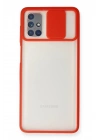 Mey İthalat®  Samsung Galaxy M51 Kılıf Palm Buzlu Kamera Sürgülü Silikon - Kırmızı