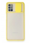 Mey İthalat®  Samsung Galaxy M51 Kılıf Palm Buzlu Kamera Sürgülü Silikon - Sarı