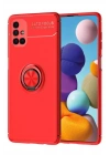 Mey İthalat®  Samsung Galaxy M51 Kılıf Range Yüzüklü Silikon - Kırmızı