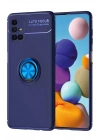 Mey İthalat®  Samsung Galaxy M51 Kılıf Range Yüzüklü Silikon - Mavi