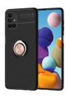 Mey İthalat®  Samsung Galaxy M51 Kılıf Range Yüzüklü Silikon - Siyah-Gold