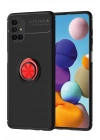 Mey İthalat®  Samsung Galaxy M51 Kılıf Range Yüzüklü Silikon - Siyah-Kırmızı