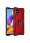 Mey İthalat®  Samsung Galaxy M51 Kılıf Sofya Yüzüklü Silikon Kapak - Kırmızı