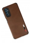 Mey İthalat®  Samsung Galaxy M52 5G Kılıf Loop Deri Silikon - Kahverengi