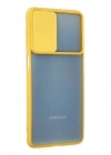 Mey İthalat®  Samsung Galaxy M52 5G Kılıf Palm Buzlu Kamera Sürgülü Silikon - Sarı