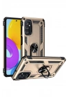 Mey İthalat®  Samsung Galaxy M52 5G Kılıf Sofya Yüzüklü Silikon Kapak - Gold