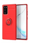 Mey İthalat®  Samsung Galaxy Note 20 Kılıf Range Yüzüklü Silikon - Kırmızı