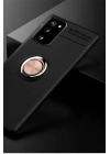 Mey İthalat®  Samsung Galaxy Note 20 Kılıf Range Yüzüklü Silikon - Siyah-Gold