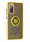 Mey İthalat®  Samsung Galaxy S20 FE Kılıf Montreal Yüzüklü Silikon Kapak - Sarı