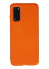 Mey İthalat®  Samsung Galaxy S20 Kılıf Nano içi Kadife Silikon - Turuncu