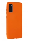 Mey İthalat®  Samsung Galaxy S20 Kılıf Nano içi Kadife Silikon - Turuncu