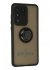 Mey İthalat®  Samsung Galaxy S20 Ultra Kılıf Montreal Yüzüklü Silikon Kapak - Siyah
