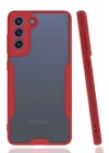 Mey İthalat®  Samsung Galaxy S21 FE Kılıf Platin Silikon - Kırmızı