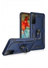 Mey İthalat®  Samsung Galaxy S21 Kılıf Sofya Yüzüklü Silikon Kapak - Lacivert