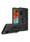 Mey İthalat®  Samsung Galaxy S21 Kılıf Sofya Yüzüklü Silikon Kapak - Siyah