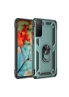Mey İthalat®  Samsung Galaxy S21 Kılıf Sofya Yüzüklü Silikon Kapak - Yeşil