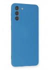 Mey İthalat®  Samsung Galaxy S21 Plus Kılıf Nano içi Kadife Silikon - Mavi