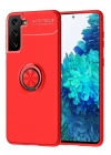 Mey İthalat®  Samsung Galaxy S21 Plus Kılıf Range Yüzüklü Silikon - Kırmızı