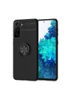 Mey İthalat®  Samsung Galaxy S21 Plus Kılıf Range Yüzüklü Silikon - Siyah