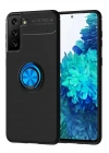 Mey İthalat®  Samsung Galaxy S21 Plus Kılıf Range Yüzüklü Silikon - Siyah-Mavi