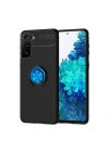 Mey İthalat®  Samsung Galaxy S21 Plus Kılıf Range Yüzüklü Silikon - Siyah-Mavi
