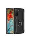 Mey İthalat®  Samsung Galaxy S21 Plus Kılıf Sofya Yüzüklü Silikon Kapak - Siyah