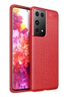 Mey İthalat®  Samsung Galaxy S21 Ultra Kılıf Auto Focus Kapak - Kırmızı