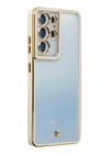 Mey İthalat®  Samsung Galaxy S21 Ultra Kılıf Liva Lens Silikon - Beyaz