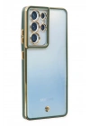 Mey İthalat®  Samsung Galaxy S21 Ultra Kılıf Liva Lens Silikon - Yeşil