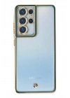 Mey İthalat®  Samsung Galaxy S21 Ultra Kılıf Liva Lens Silikon - Yeşil