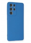 Mey İthalat®  Samsung Galaxy S21 Ultra Kılıf Nano içi Kadife Silikon - Mavi