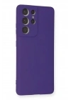 Mey İthalat®  Samsung Galaxy S21 Ultra Kılıf Nano içi Kadife Silikon - Mor
