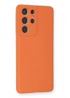 Mey İthalat®  Samsung Galaxy S21 Ultra Kılıf Nano içi Kadife Silikon - Turuncu