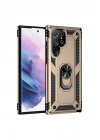 Mey İthalat®  Samsung Galaxy S21 Ultra Kılıf Sofya Yüzüklü Silikon Kapak - Gold