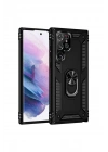 Mey İthalat®  Samsung Galaxy S21 Ultra Kılıf Sofya Yüzüklü Silikon Kapak - Siyah