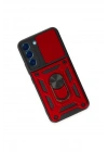 Mey İthalat®  Samsung Galaxy S23 FE Kılıf Pars Lens Yüzüklü Silikon - Kırmızı