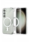 Mey İthalat®  Samsung Galaxy S23 Kılıf Magneticsafe Şeffaf Silikon - Şeffaf
