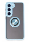 Mey İthalat®  Samsung Galaxy S23 Kılıf Montreal Yüzüklü Silikon Kapak - Buz Mavi