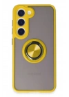 Mey İthalat®  Samsung Galaxy S23 Kılıf Montreal Yüzüklü Silikon Kapak - Sarı