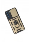 Mey İthalat®  Samsung Galaxy S23 Kılıf Pars Lens Yüzüklü Silikon - Gold
