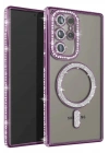 Mey İthalat®  Samsung Galaxy S23 Ultra Joke Simli Magneticsafe Kılıf - Derin Mor