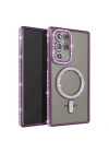 Mey İthalat®  Samsung Galaxy S23 Ultra Joke Simli Magneticsafe Kılıf - Derin Mor